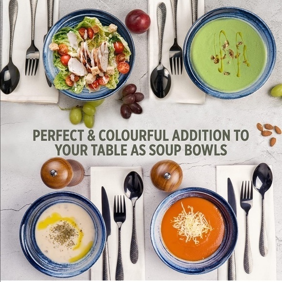 Brand New Set of 4 Porcelain Bowls 17 Ounce Microwave and Dishwasher Safe - Picture 6 of 13